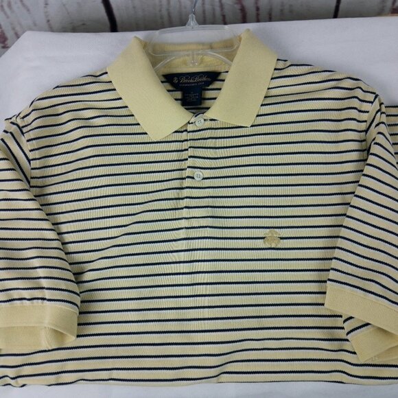 Brooks Brothers 1818 Performance Knit Yellow Striped Casual Sport Polo Shirt M - Picture 2 of 12